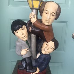 The Three Stooges 1975 Tuscany Studios Chalkware  Statue Lamp