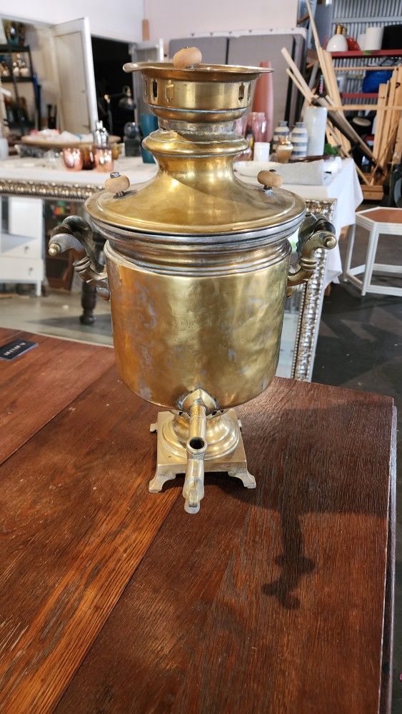 Brass Russian Samovar With Missing Spout