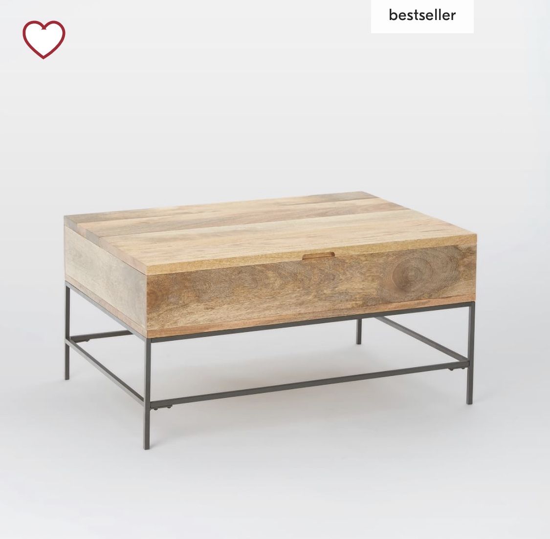 West Elm Industrial Storage Coffee Table, 36"x26", Raw Mango