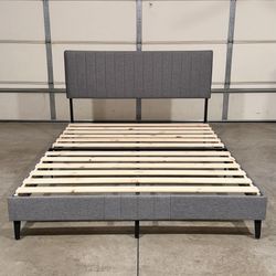 New Dark Gray Queen Platform Bed Frame (Can Deliver)