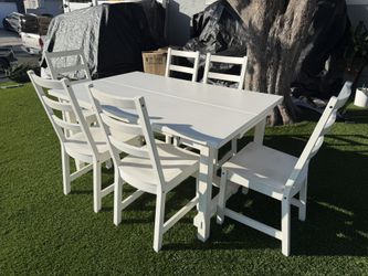 White Ikea Nordviken Dining Table With 6 Chairs 