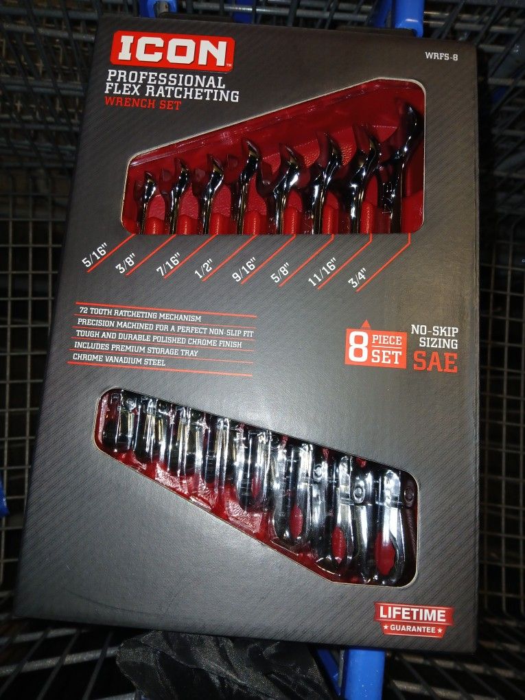 ICON Flexhead Ratcheting Wrenches SAE 8p