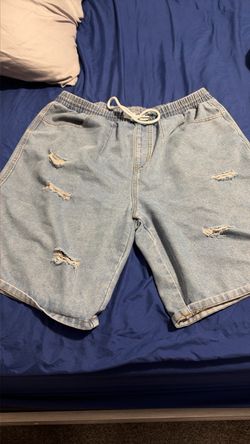 Light Wash Distressed Denim Shorts