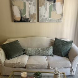 White Velvet Couch Cover + Cushion Covers