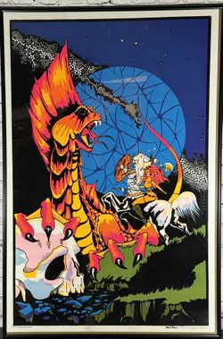 Vintage 1977 Escape From Erebus Velvet Blacklight Poster 