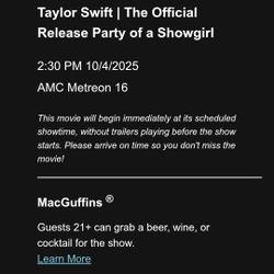 Taylor Swift AMC Tickets
