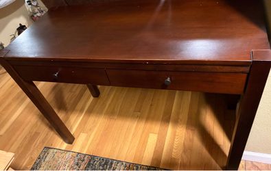 Dark Wood Two-Drawer Desk/entry table. Read description 1st