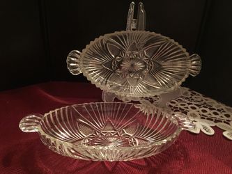 Vintage Clear Glass Oval dishes (2)