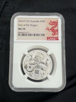 2024 P125 $1 Australia Year of the Dragon  1/2 Oz 999 Silver - NGC MS 70 -