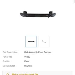 Genuine OEM 86530-2S000 Rail Assembly-Front Bumper 2009-2014 Hyundai Tucson