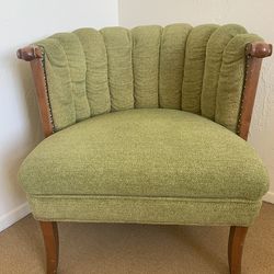 Vintage upholstered barrel armchair