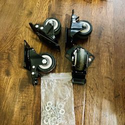 Set of 4 Heavy Duty Lockable Caster Wheels with Brake No Noise Size 2" USED CONDITION