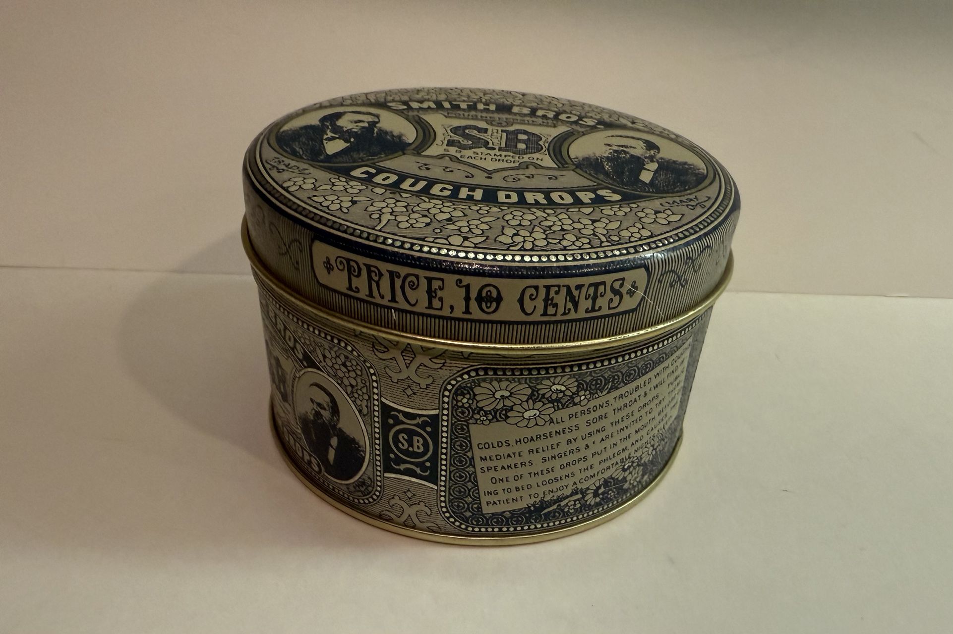 VINTAGE SMITH BROS. COUGH DROPS TIN REPLICA