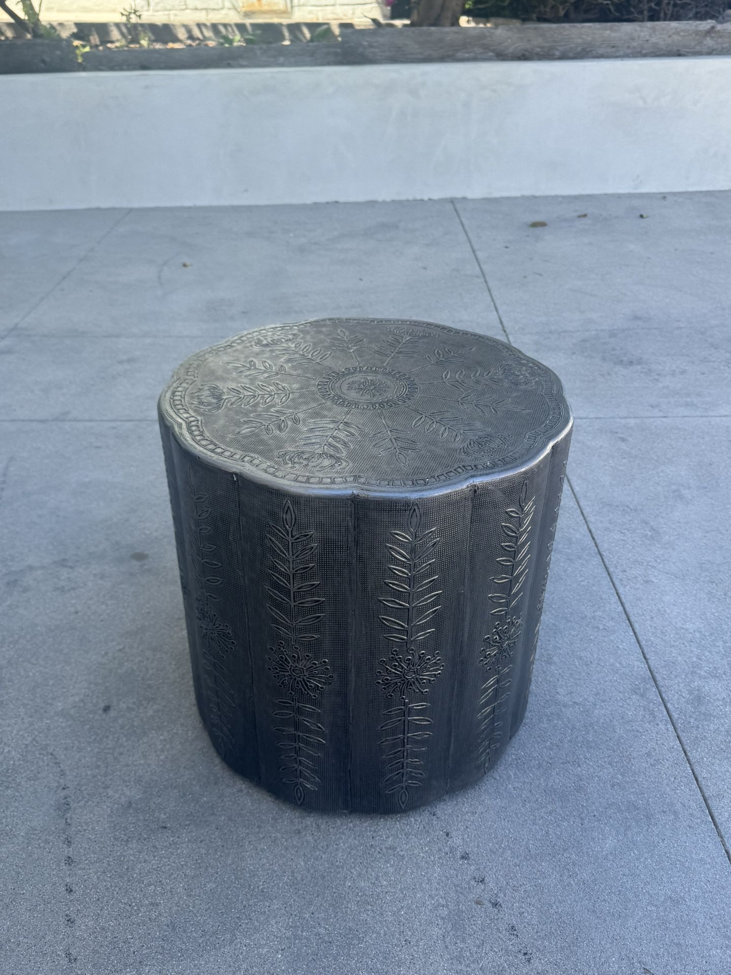 Distressed Nickel Stool/Side Table