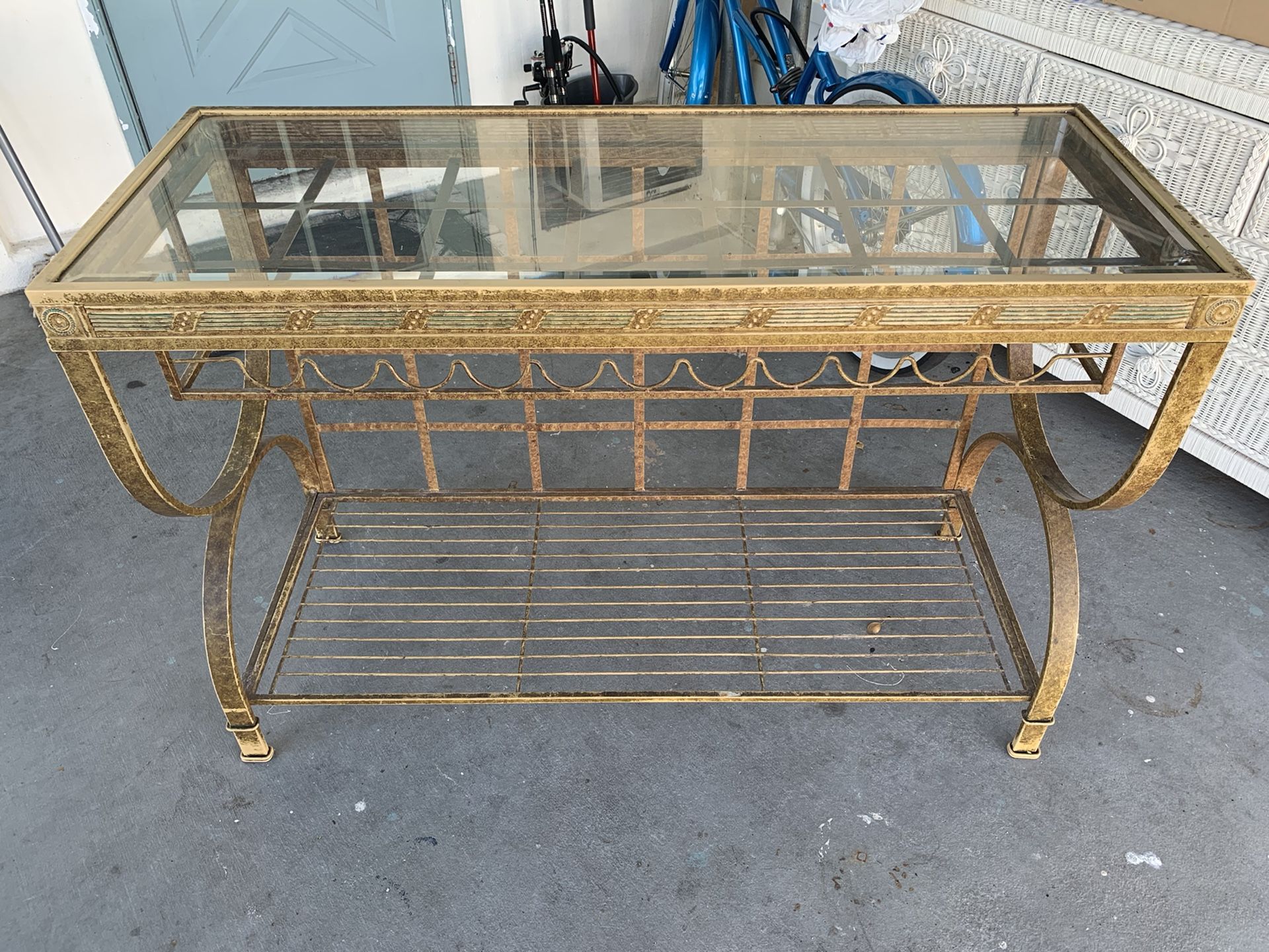 Beautiful glass top wine table!