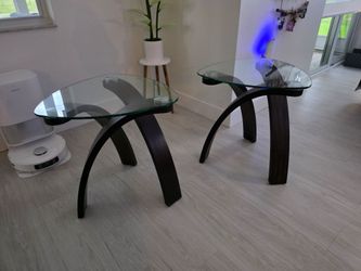 Pair of Modern Glass Top End Tables