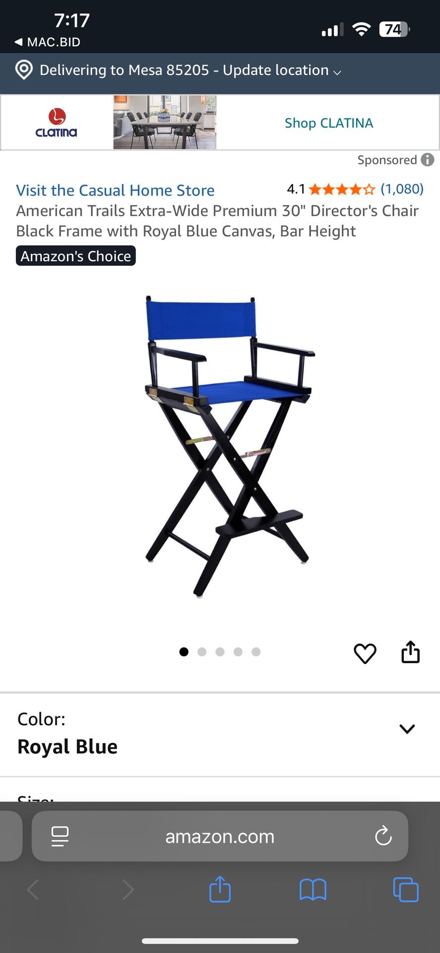 American Trails Extra Wide Premium 30” Directors Chair