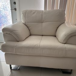 Sofa, White Leather 