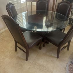 Dining Set With 5 Chairs Leather 