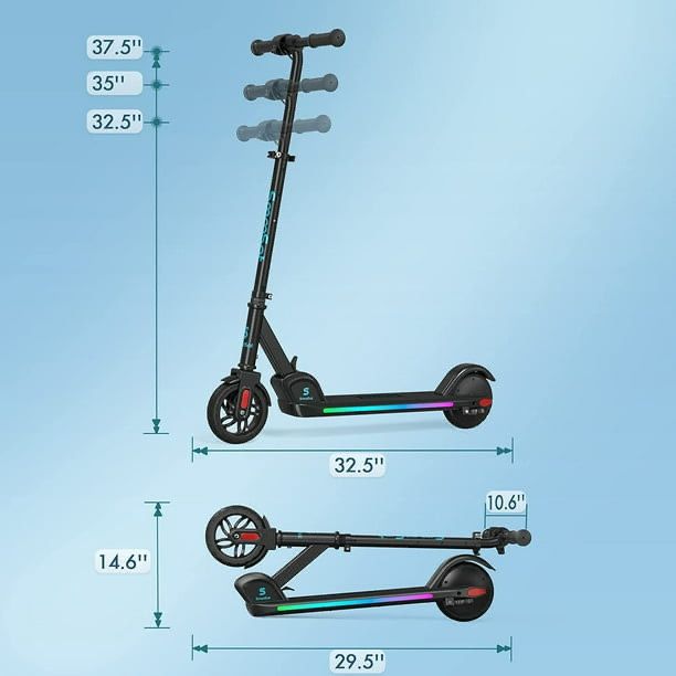 Foldable Electric Scooter for Kids, 3 Speeds and Adjustable Handlebar with Throttle