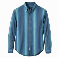 Calvin Klein Men’s Slim Fit Button Down Dress Shirt Medium Blue Striped Cotton 15 Neck