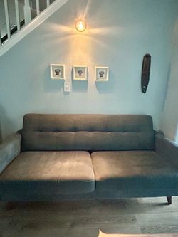Rivet Sloane Mid-Century Modern Sofa Couch, 79.9"W, Denim Blue