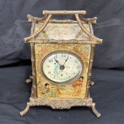 Mark French Gilt Bronze w/Asian Decor Carriage Clock 