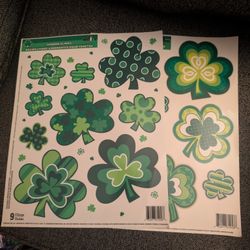 St Patrick's Day Clover Window Clings