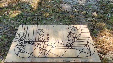Large Black Metal Wire Art Wall Sculpture
