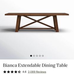 Birch Lane Bianca Extendable Solid Wood Dining Table – New