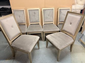 6 Dining Chairs Gold / Gray