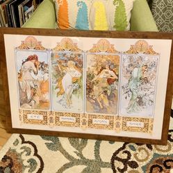 Framed Alphonse Mucha Seasons Print 