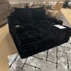 Black corduroy 2 arm chaise sofa