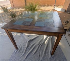 Slate and Wood Square Dining Table