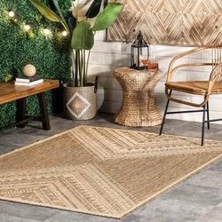 Landry Aztec Beige 6 ft. 7 in. x 9 ft. Indoor/Outdoor Patio Area Rug $70