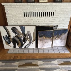 Modern Abstract Wall Art – Set of 3 Framed Canvases