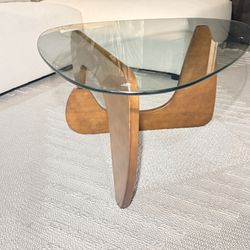 Coffee table  (Glass Top & Solid Wood Base)