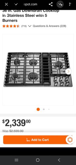KITCHENAID 36 in. Gas Downdraft Cooktop in Stainless Steel with 5

Burners