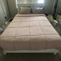 Queen Platform Bed Frame with Storage Headboard 