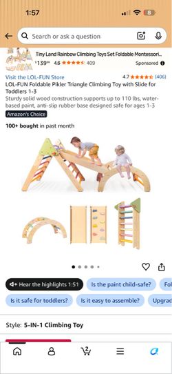 Brand New LOL-FUN Foldable Pikler Climber