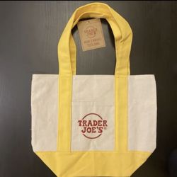 NEW Trader Joe’s Mini Canvas Tote Bag Reusable Limited Edition Yellow