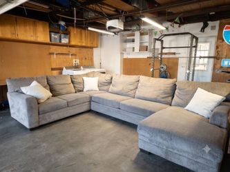 Free Delivery! Gray Sectional Couch Sofa Chaise Foot Rest Ottoman U Shape