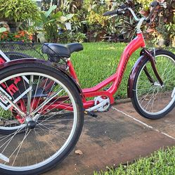 Schwinn Meridian Adult Tricycle, 26 Inch Wheels, 7 - Speed, Red