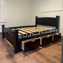 Queen Bed And Drawers 