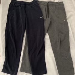 Nike Men’s Size M Thick Fleece Sweat Pants Gray / Dark Blue