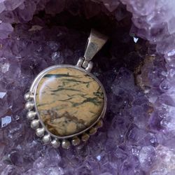 Nature Brown Opal Pendant. 925 Sterling Silver For Sale! 