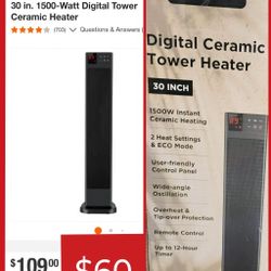 Pelonis 30 Inch Tower Heater *** No Controller***