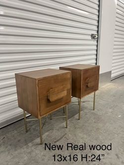 Antique look real wood two same nightstands