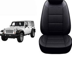 Jeep Wrangler Seat Cover 2018-2025 Wrangler JL 4 Door Custom Leather Seat Covers (W/O Rear Cup Holder, Black)
