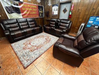 CLEARANCE SALE 3 Piece Recliner Sofa Loveseat and Chair Set $1349 BROWN